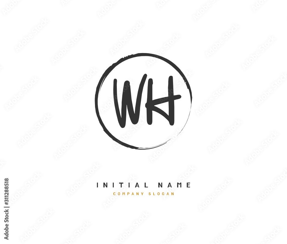 Obraz premium W H WH Beauty vector initial logo, handwriting logo of initial signature, wedding, fashion, jewerly, boutique, floral and botanical with creative template for any company or business.