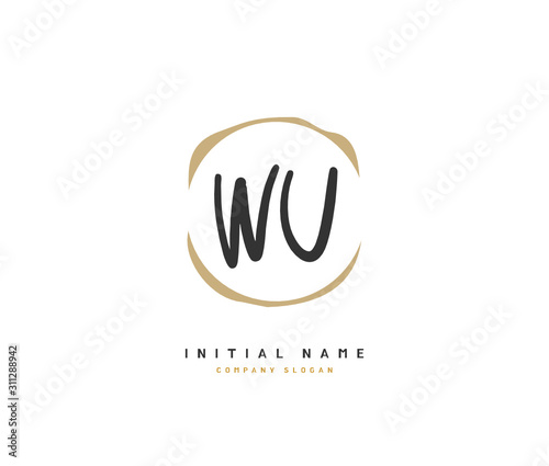 W U WU Beauty vector initial logo, handwriting logo of initial signature, wedding, fashion, jewerly, boutique, floral and botanical with creative template for any company or business.