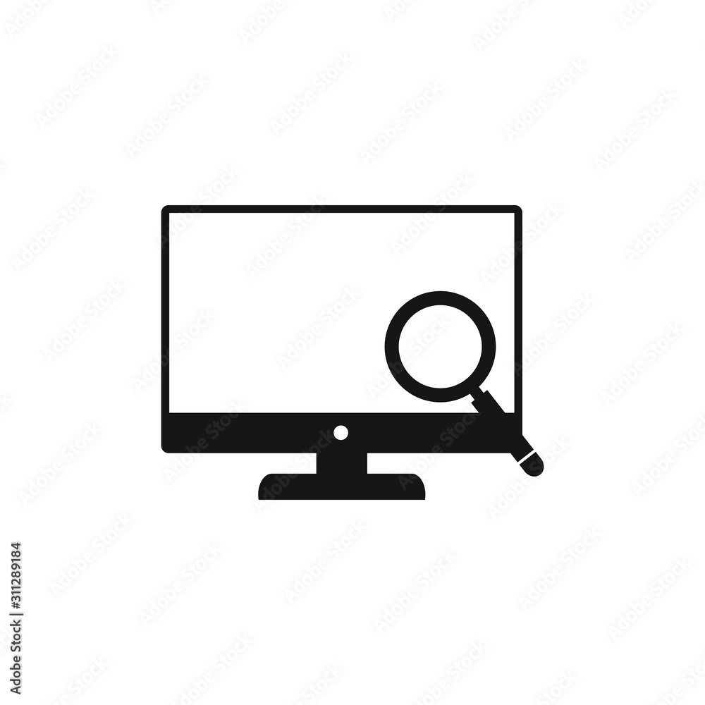 Screen and Magnifying Glass Icon Vector Logo Template Screen and Magnifying Glass Icon Vector Logo Template