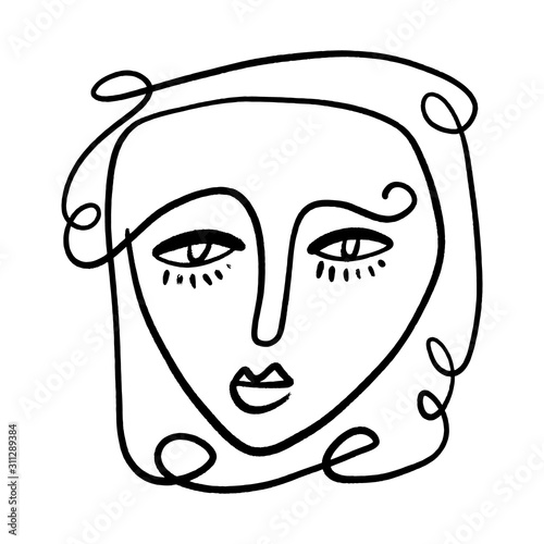 Abstract Fashion Artistic Portrait Painted Illustration Of People Faces Silhouette Group Pattern One Line Drawing Abstraction Modern Aesthetic Print Minimalism Interior Contour Handdrawn Lineart Conti