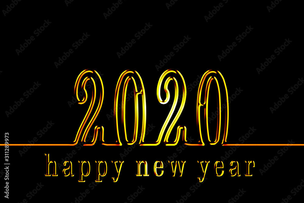 Illustration of gold 2020. Happy new year character. 3d. 金色の2020のイラスト 新年おめでとうの文字 3d Illustration of gold 2020. Happy new year character. 3d. 金色の2020のイラスト 新年おめでとうの文字 3d