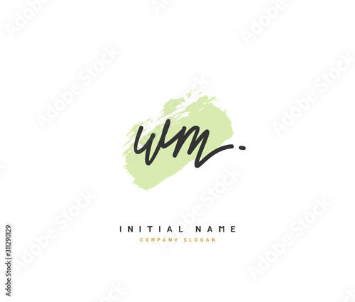 W M WM Beauty vector initial logo, handwriting logo of initial signature, wedding, fashion, jewerly, boutique, floral and botanical with creative template for any company or business. photo