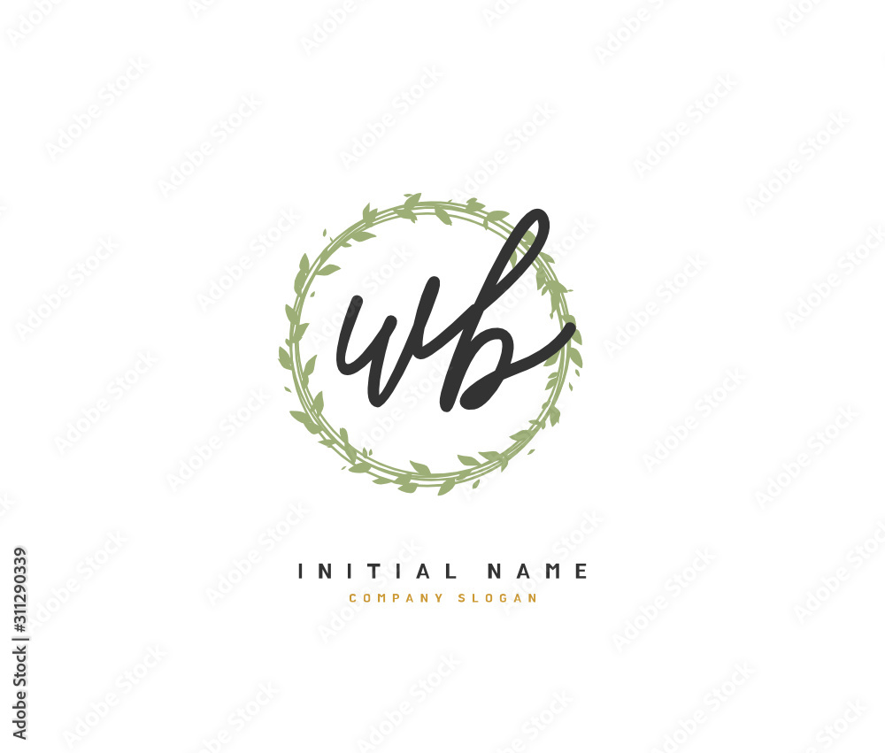W B WB Beauty vector initial logo, handwriting logo of initial signature, wedding, fashion, jewerly, boutique, floral and botanical with creative template for any company or business. W B WB Beauty vector initial logo, handwriting logo of initial signature, wedding, fashion, jewerly, boutique, floral and botanical with creative template for any company or business.