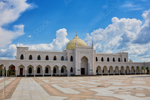 Beautiful white mosque in Bulgars. Republic of Tatarstan, Russia. Islam, religion and architecture.