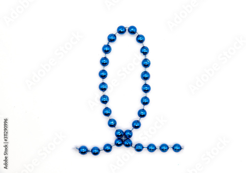 Blank for design in the form of a part of Christmas tree beads from round balls of blue color