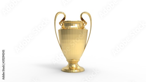 3d rendering of a championship trophy award isolated in studio