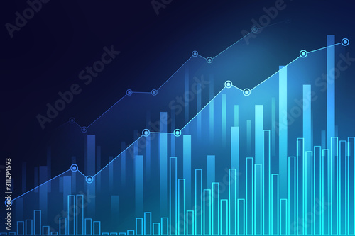 2d rendering Stock market online business concept. business Graph 