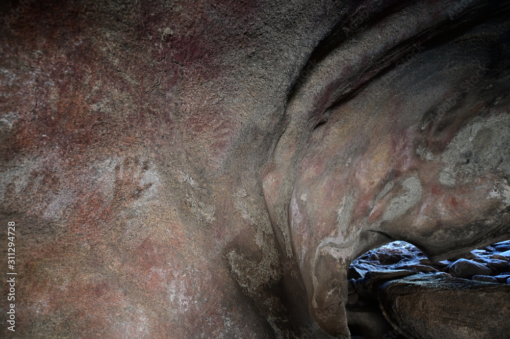 Ancient Aboriginal Australian indigenous rock painting in Western Australia