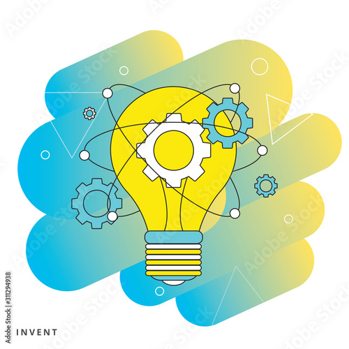 Light bulb with idea innovation line art vector icon