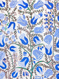 Textiles store. Fabric with embroidered traditional Uzbek floral  pattern on white  background Vintage style 