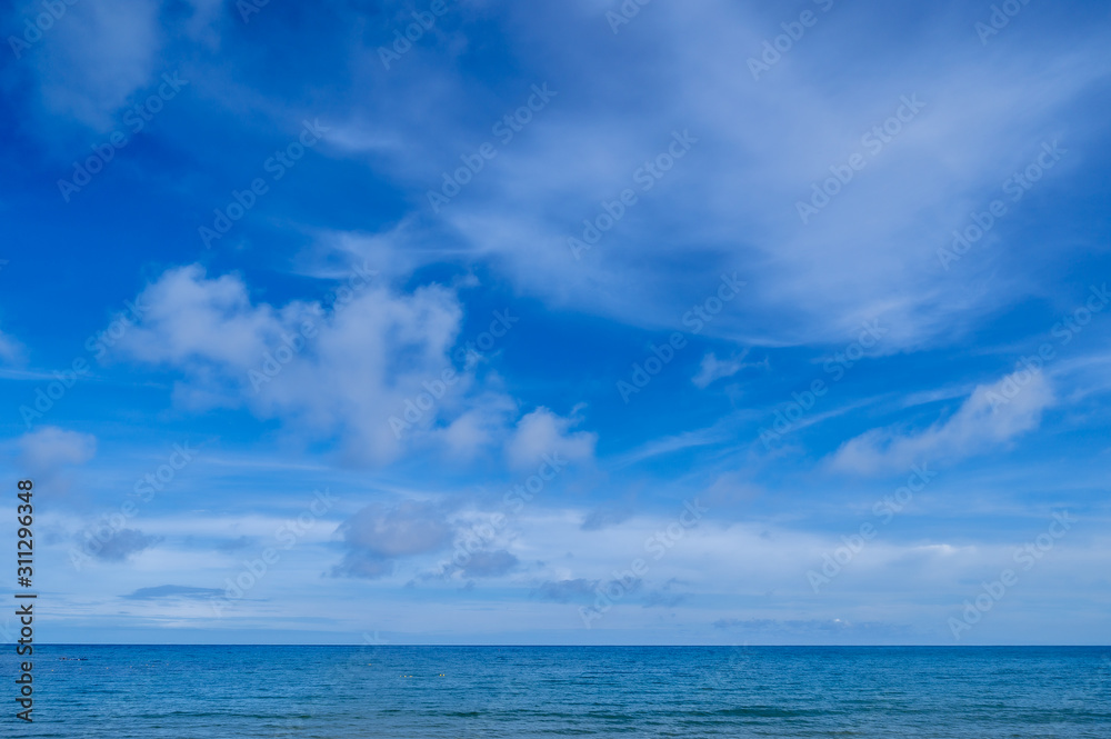 blue sky and sea nature concept background.