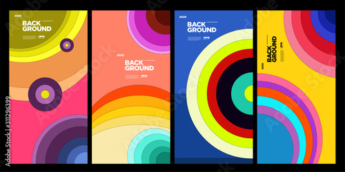 2020 Cover and Poster Design Template for Magazine. Trendy Abstract Colorful Geometric and Curve Vector Illustration Collage with Typography for Cover, book, social media story, and Page Layout.