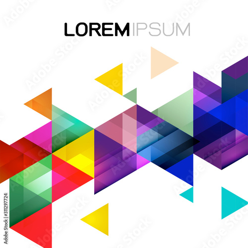 Vector abstract colorful gradient and modern overlapping geometric template on white background and space for text.