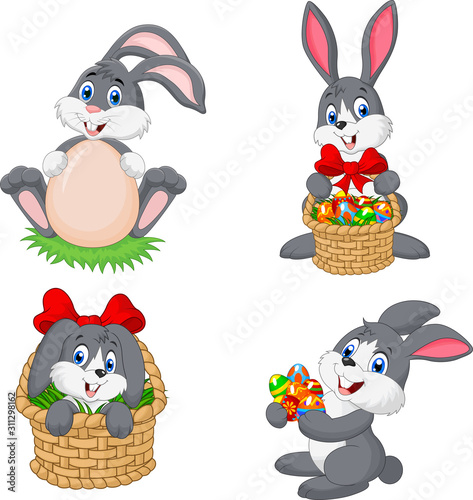 Cartoon rabbit easter collection set Fototapete