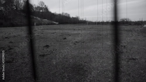 BW Abandoned Communist Football Field Pitch 4k