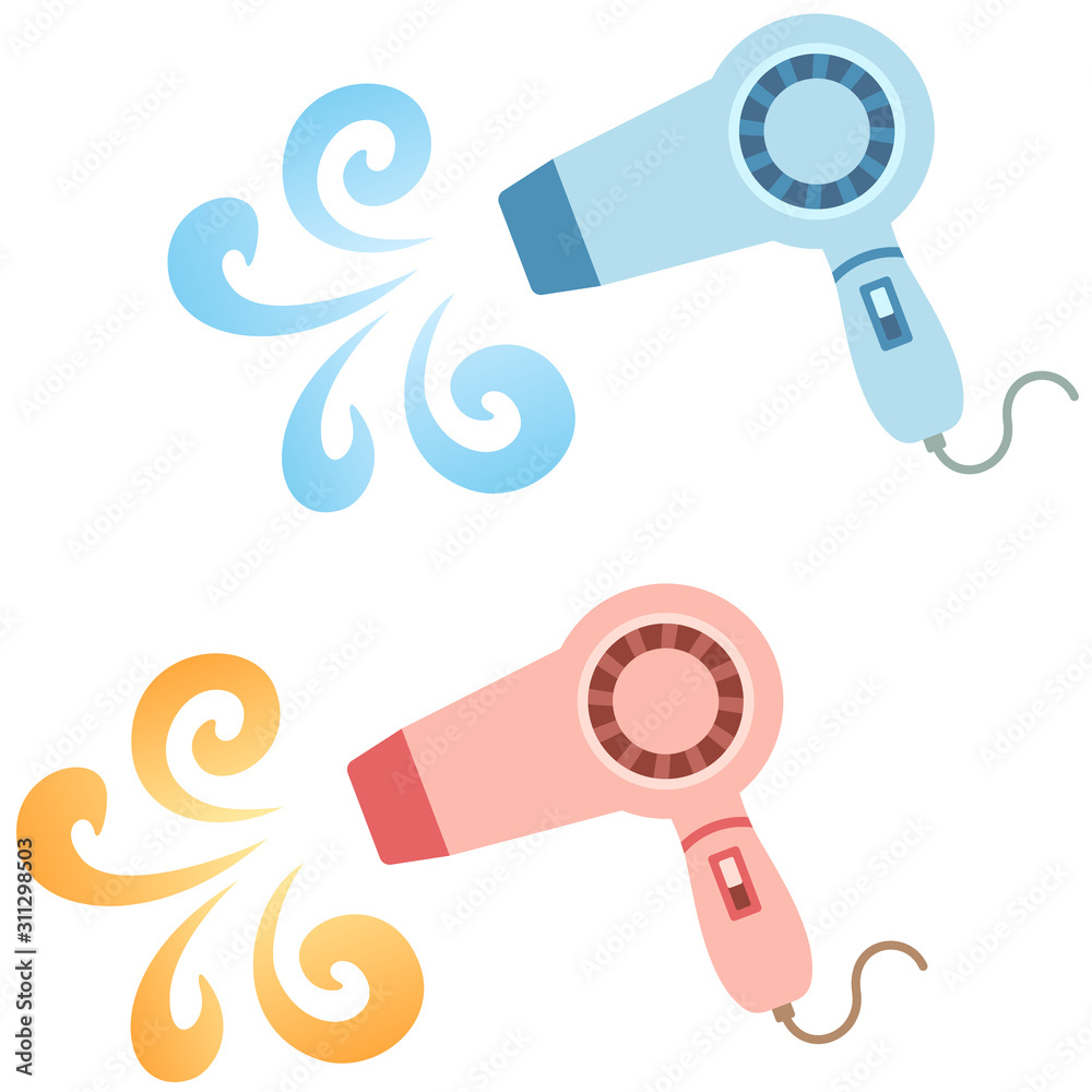 ドライヤーのイラスト 温風 冷風2種セット Stock Vector Adobe Stock