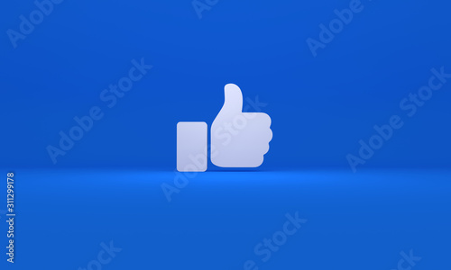 Facebook like 3D icon isolated on blue background. Social media concept background. photo