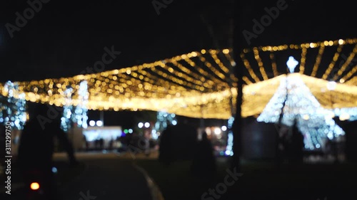 Christmas Festival in City Bokeh Slow Motion 4k