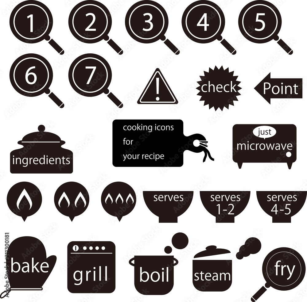 Obraz premium レシピ用アイコンセット