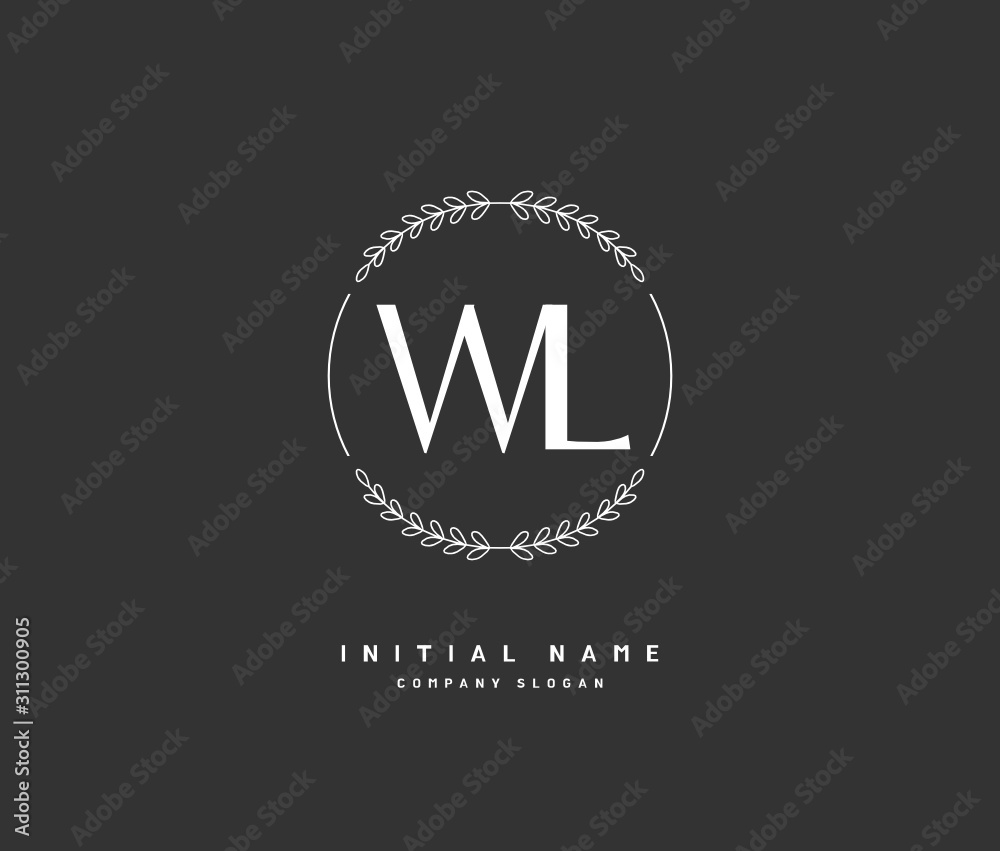 W L WL Beauty vector initial logo, handwriting logo of initial signature, wedding, fashion, jewerly, boutique, floral and botanical with creative template for any company or business.
