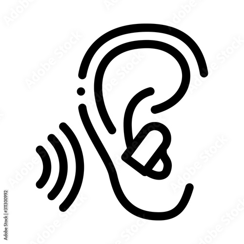 Ear Plug For Sleeping Icon Vector. Outline Ear Plug For Sleeping Sign. Isolated Contour Symbol Illustration