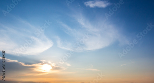 colorful dramatic sky with cloud at sunset