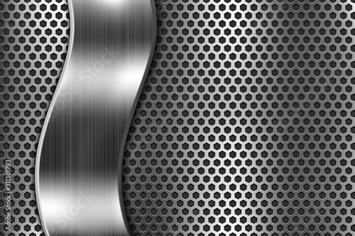 Metal perforated background with steel wavy plate