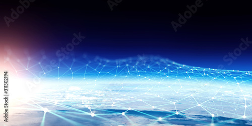 Global connection and networking. 3d rendering