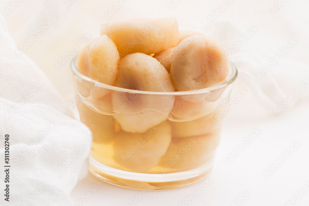 Peeled water chestnuts, tasty ingredients for a Chinese meal Peeled water chestnuts, tasty ingredients for a Chinese meal