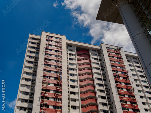 Photography SINGAPORE – 6 MAY 2019 – An old block of government built public housing flats (