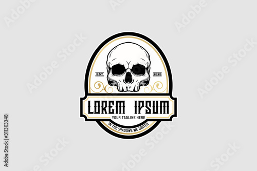 old school style skull vector crest logo template