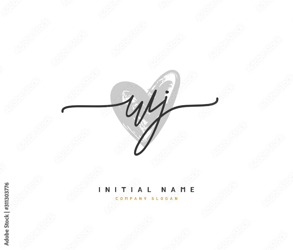 W J WJ Beauty vector initial logo, handwriting logo of initial signature, wedding, fashion, jewerly, boutique, floral and botanical with creative template for any company or business.