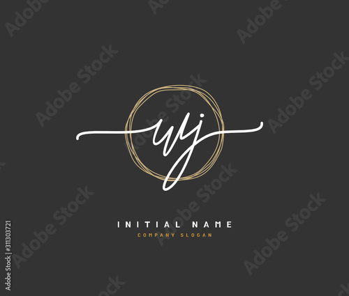 W J WJ Beauty vector initial logo, handwriting logo of initial signature, wedding, fashion, jewerly, boutique, floral and botanical with creative template for any company or business.