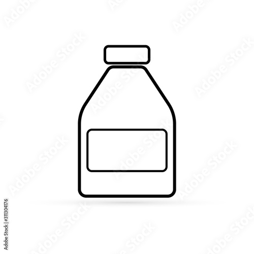 outline medicine or cosmetic bottle icon isolated on white, sketch vector illustration