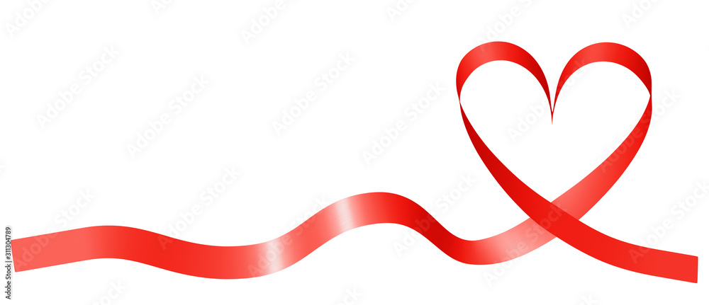 Red ribbon in shape of heart