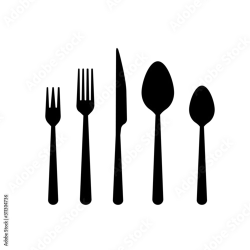  cutlery vector icon set. spoon and fork illustration sign collection. restaurant symbol or logo.