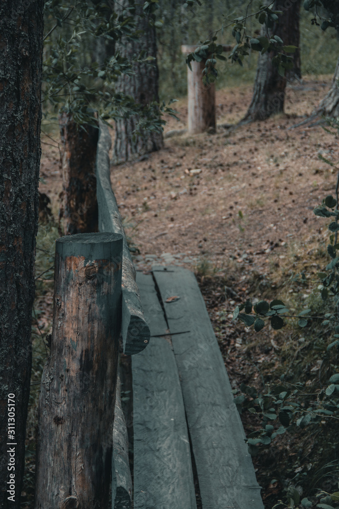 Small wooden bridge over a stream Small wooden bridge over a stream