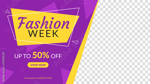 Fashion week banner template. Promotion sale banner for website, flyer and poster