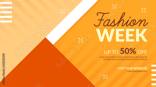 Fashion week banner template. Promotion sale banner for website, flyer and poster