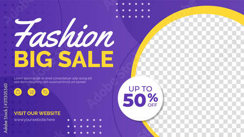 Fashion big sale banner template. Promotion sale banner for website, flyer and poster