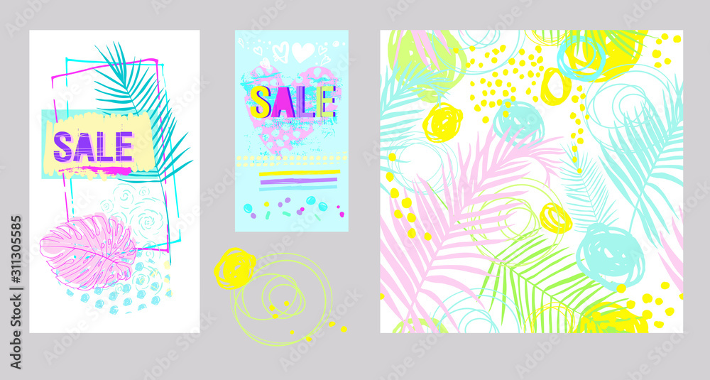cards with the inscription sale and pattern