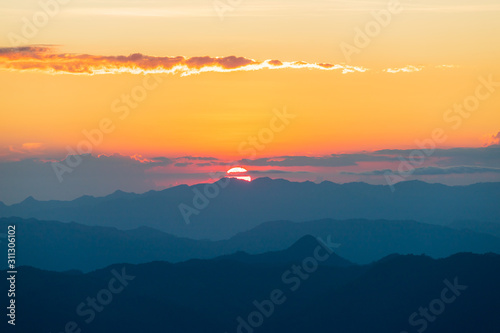 colorful dramatic sky with cloud at sunset