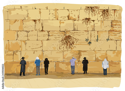 Wailing Wall in old Jerusalem. Israel.