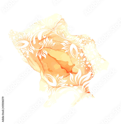 A gentle background of flowers and stains of paint. mixed media. Vector illustration