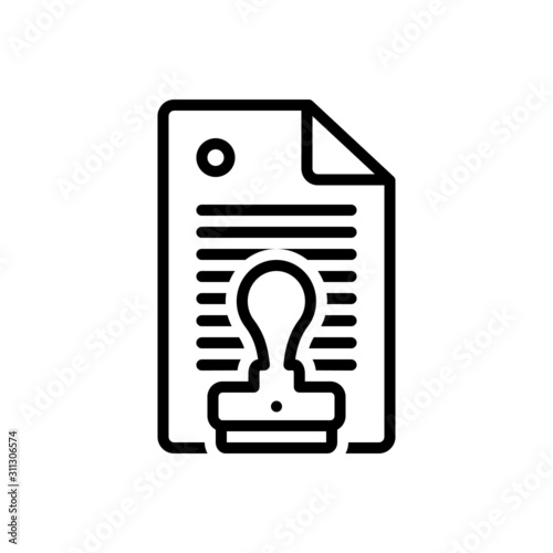 Black line icon for permission 