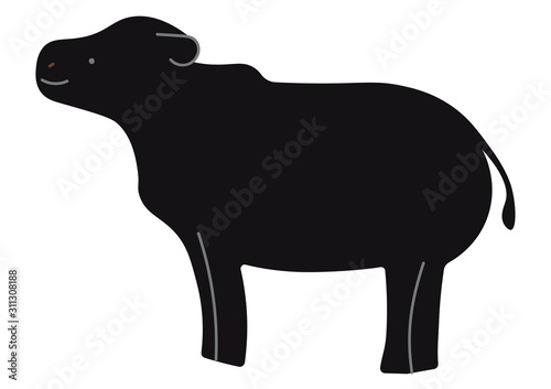 牛のイラスト　黒