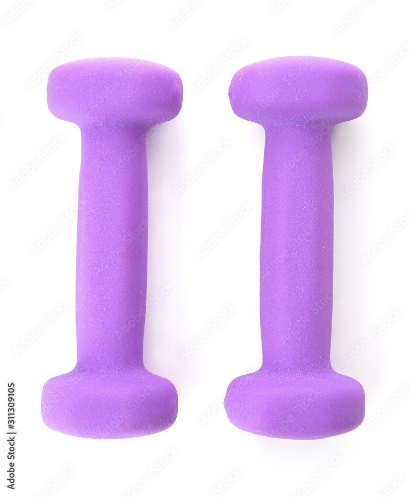 Color dumbbells on white background