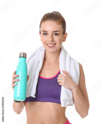 Sporty young woman with bot...