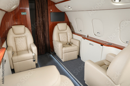 Inside view of modern private airplane