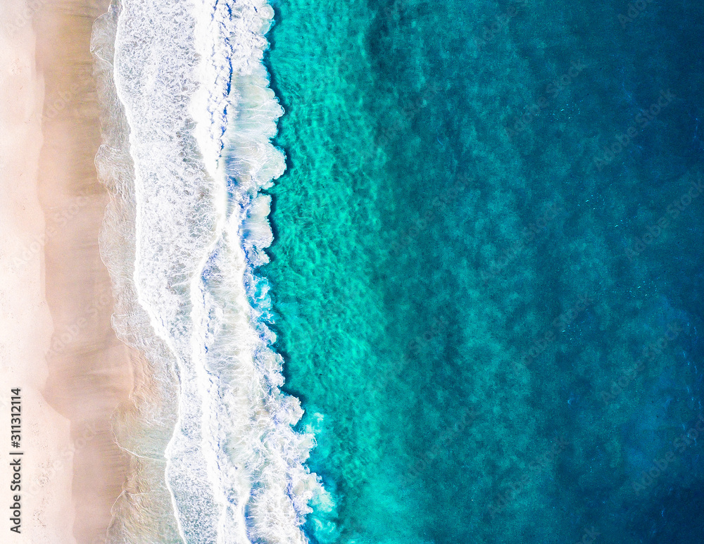 Aerial view of beach and ocean Aerial view of beach and ocean